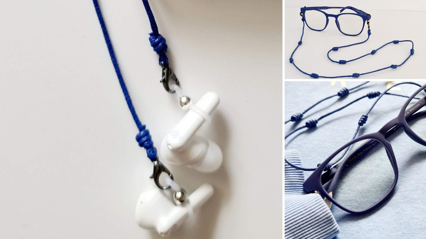 Blue 2-in-1 Eyewear & Earbuds cord